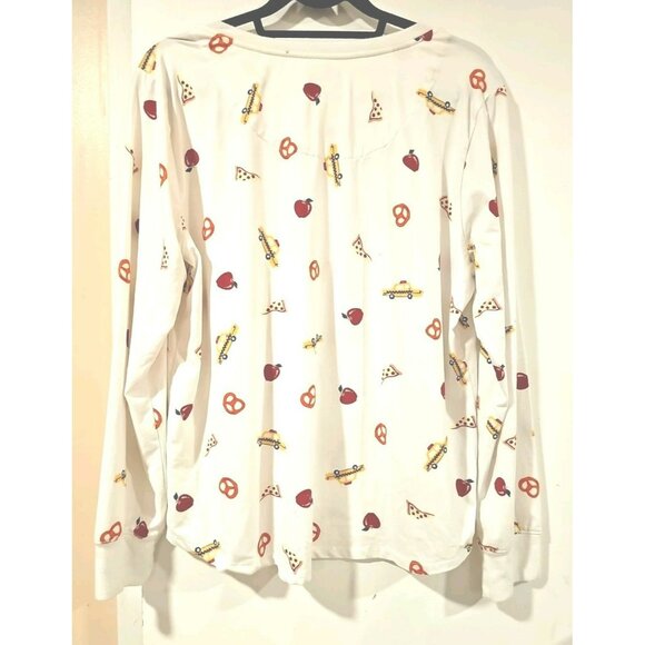 Kate Spade Apple Pretzel Car Pajamas 2 Piece Set XL Ivory Stretch Comfy - Picture 3 of 12